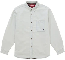 Supreme Quilted Lined Denim Snap Shirt White Supreme Quilted Lined Denim Snap Shirt White