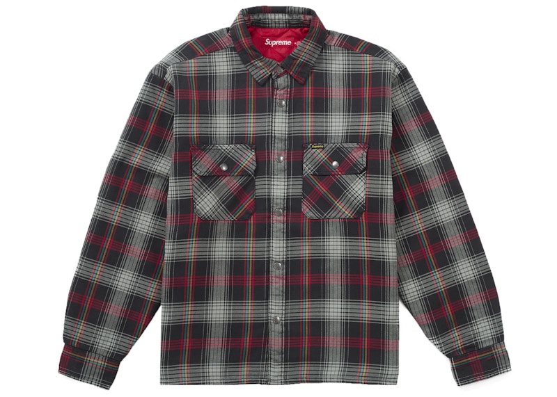 Supreme Quilted Lined Flannel Snap Shirt Black