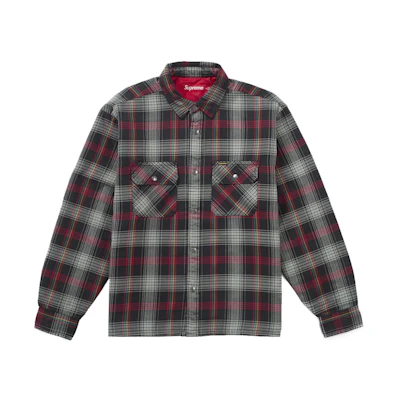 Supreme Quilted Lined Flannel Snap Shirt Black