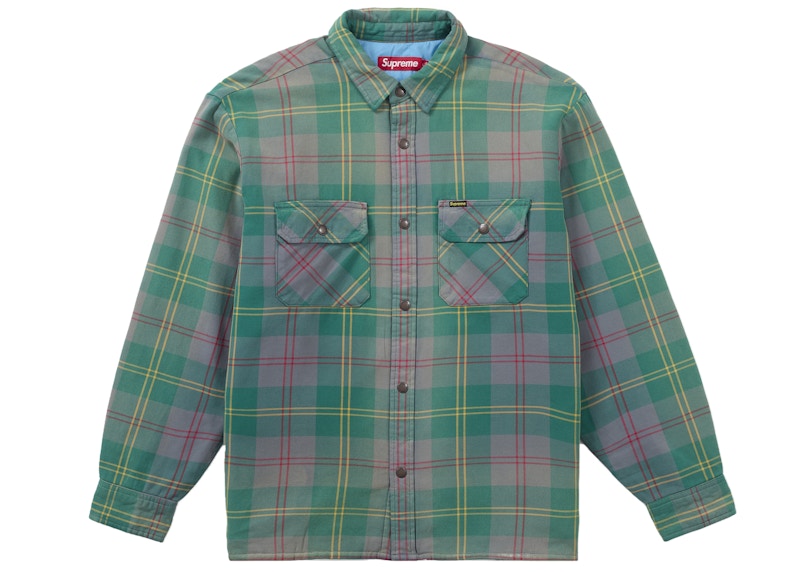 Supreme Quilted Lined Flannel Snap Shirt Green