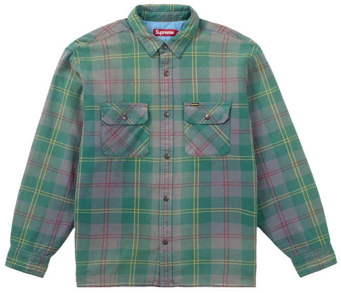 supreme-quilted-lined-flannel-snap-shirt-green