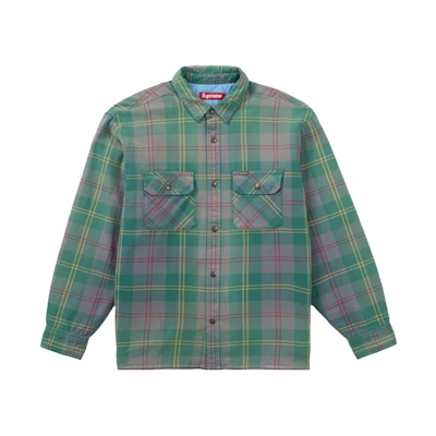 Supreme Quilted Lined Flannel Snap Shirt Green