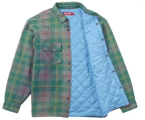 シュプリーム キルテッド 裏地 フランネル スナップ シャツ グリーン Order シュプリーム キルテッド 裏地 フランネル スナップ シャツ グリーン