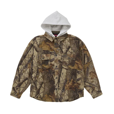 Supreme Quilted Lined Hooded Flannel Shirt Realtree Hardwoods Camo