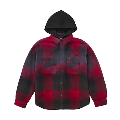 Supreme Quilted Lined Hooded Flannel Shirt Red Plaid