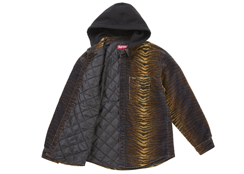 Order Supreme 絎縫連帽天鵝絨襯衫老虎圖案