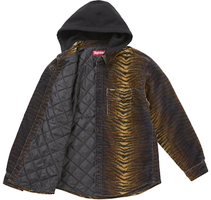 Supreme 絎縫連帽天鵝絨襯衫老虎圖案 Order Supreme 絎縫連帽天鵝絨襯衫老虎圖案