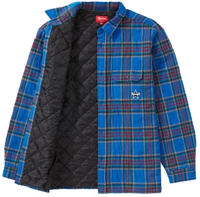 Supreme 复古皇家蓝格纹绗缝法兰绒衬衫 Order Supreme 复古皇家蓝格纹绗缝法兰绒衬衫