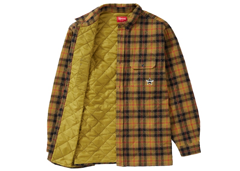 Order Supreme Quilted Plaid Flannel Shirt Olive