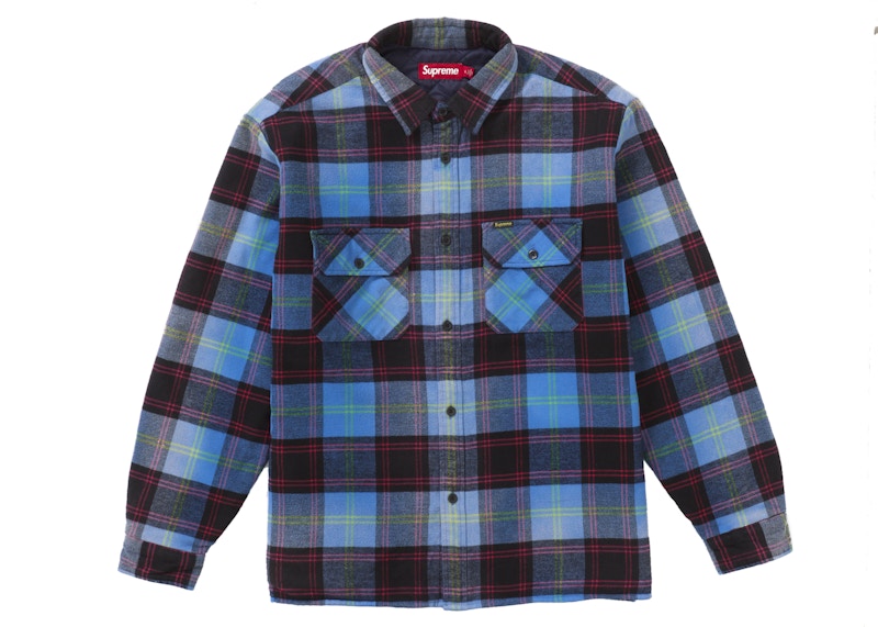 Supreme Quilted Plaid Shirt Blue