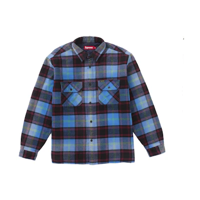 Supreme Quilted Plaid Shirt Blue