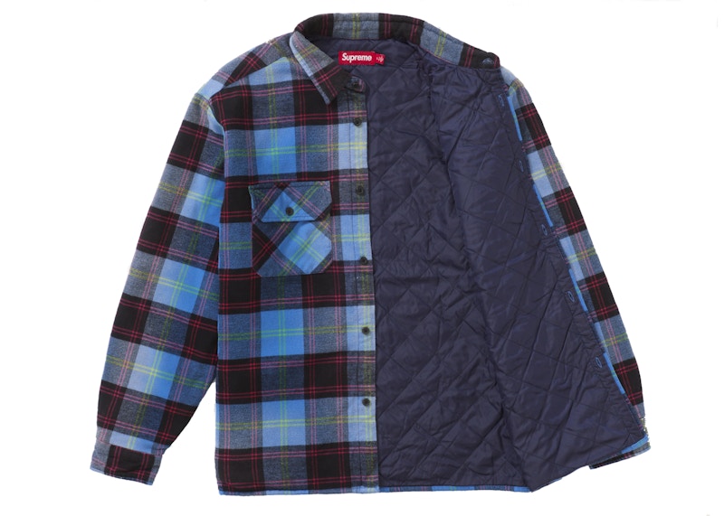 Supreme Quilted Plaid Shirt Blue 圖 2