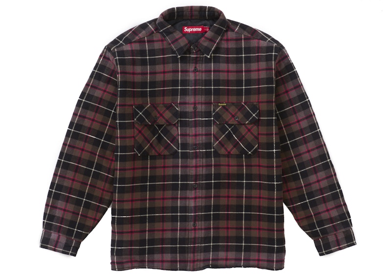 Supreme Quilted Plaid Shirt Grey