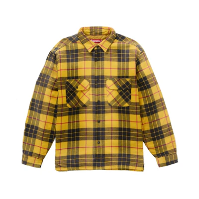 Supreme Quilted Plaid Shirt Yellow