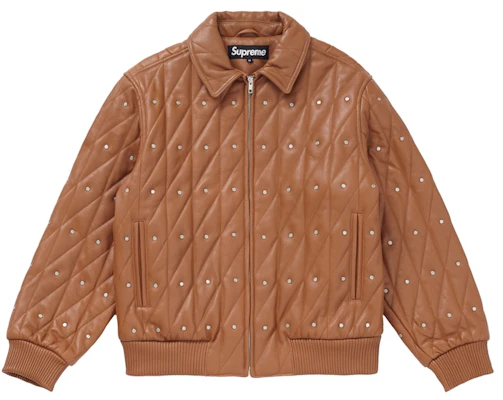 Jaket Kulit Berjahit Studded Supreme Coklat Terang Buy Jaket Kulit Berjahit Studded Supreme Coklat Terang