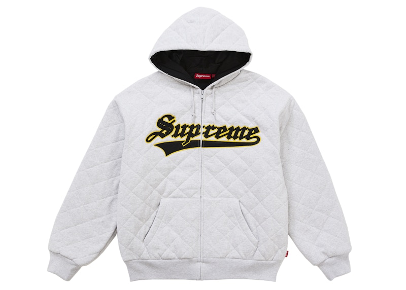 Supreme Quilted Zip Up Hooded Sweatshirt Ash Grey