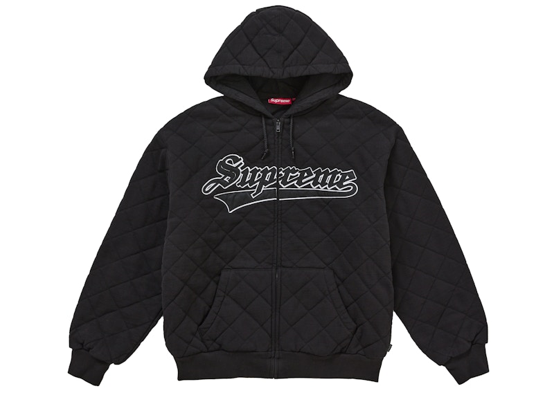 Supreme Quilted Zip Up Hooded Sweatshirt Black