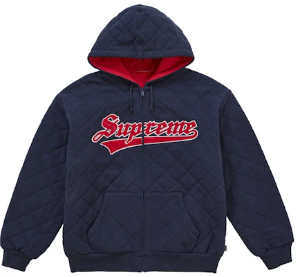 Supreme Quilted Zip Up Hooded Sweatshirt Navy Buy Supreme Quilted Zip Up Hooded Sweatshirt Navy