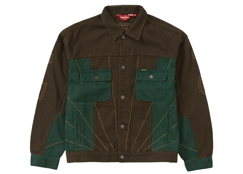 Buy Supreme Radial Embroidered Denim Trucker Jacket Brown