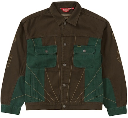 Supreme Radial Embroidered Denim Trucker Jacket Brown Buy Supreme Radial Embroidered Denim Trucker Jacket Brown