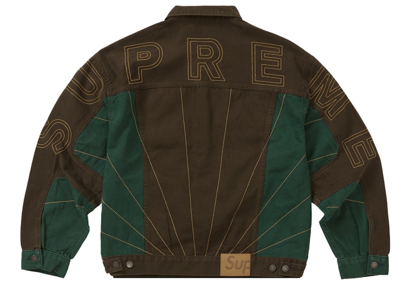 Order Supreme Radial Embroidered Denim Trucker Jacket Brown