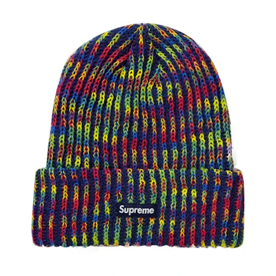 Supreme Rainbow Knit Loose Gauge Beanie (FW21) Navy