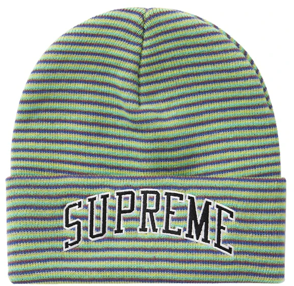 supreme-rainbow-stripe-beanie-green
