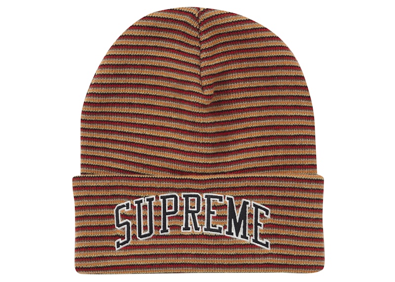 Supreme Rainbow Stripe Beanie Orange