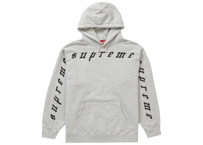 Supreme Raised Embroidery Hooded Sweatshirt Heather Grey