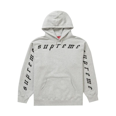 Supreme Raised Embroidery Hooded Sweatshirt Heather Grey