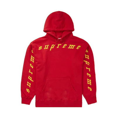 Supreme Raised Embroidery Hooded Sweatshirt Red