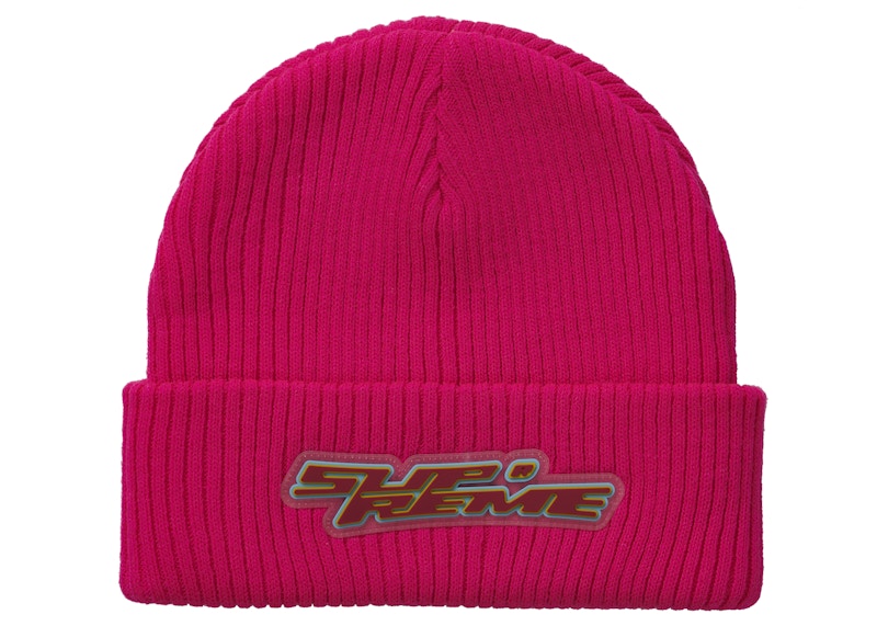 Supreme Raised Logo Patch Beanie Pink