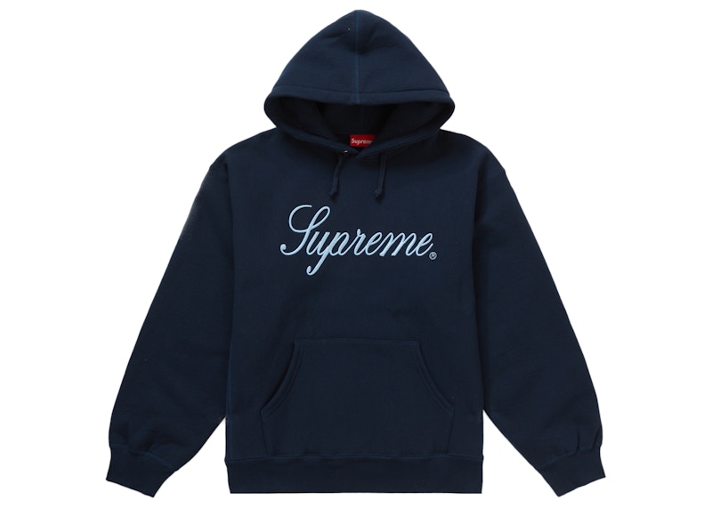 Supreme Raised Script Hooded Sweatshirt Navy