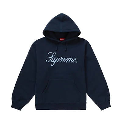 Supreme Raised Script Hooded Sweatshirt Navy