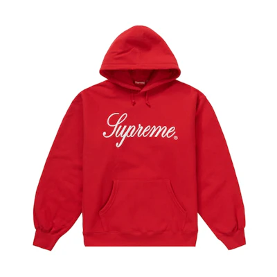 Supreme Raised Script Hooded Sweatshirt Red