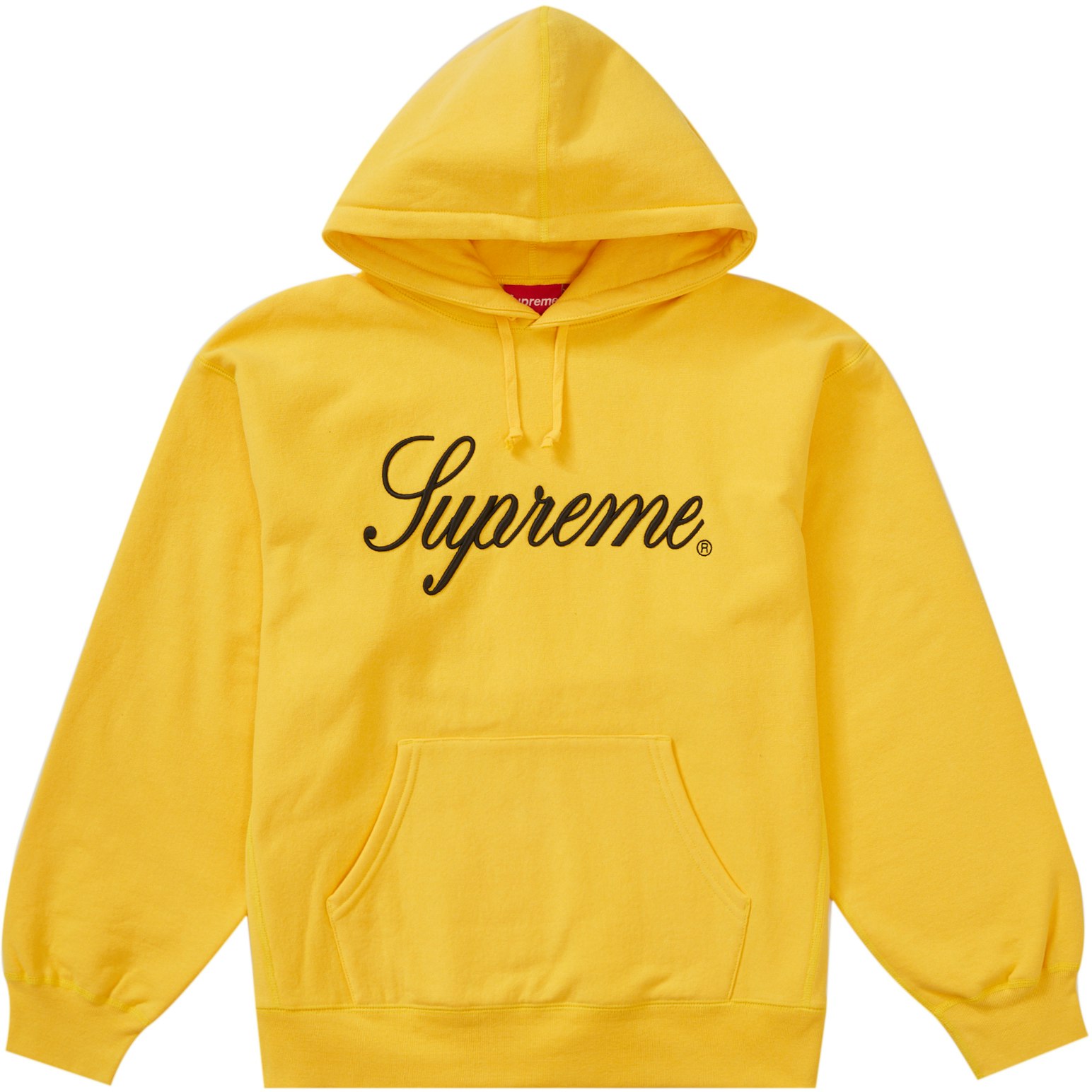Supreme Raised Script Hooded Sweatshirt Yellow - Novelship