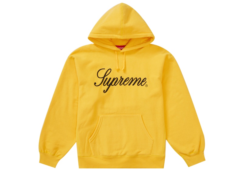 Supreme Raised Script Hooded Sweatshirt Yellow