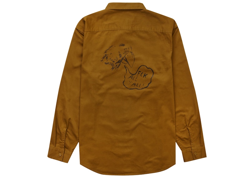 Supreme Raymond Pettibon Work Shirt Washed Brown