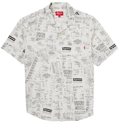 Supreme Receipts Rayon S/S Shirt White Buy Supreme Receipts Rayon S/S Shirt White
