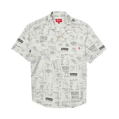Supreme Receipts Rayon SS Shirt White