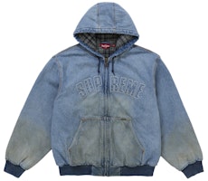 Supreme Reflective Arc Hooded Work Jacket Denim Supreme Reflective Arc Hooded Work Jacket Denim