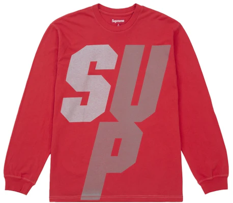 Supreme Reflective Lengan Panjang Merah Lookbook Supreme Reflective Lengan Panjang Merah