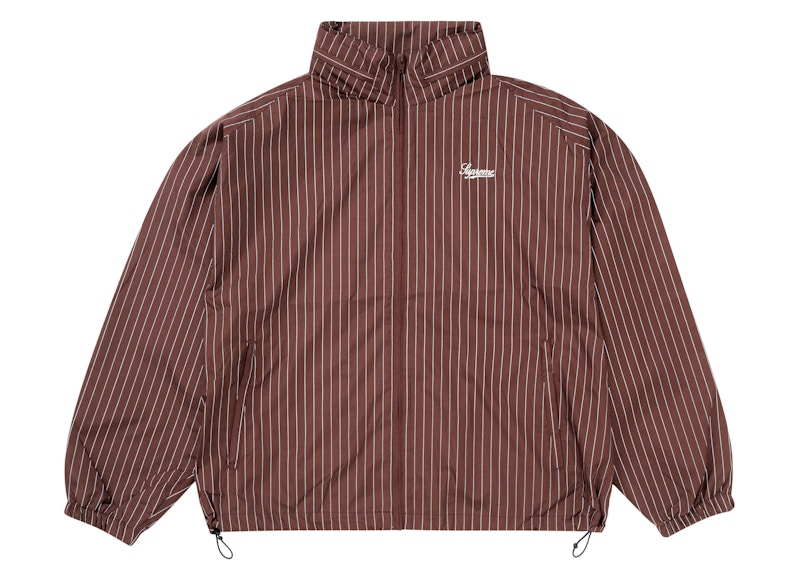 Supreme Reflective Pinstripe Track Jacket Brown