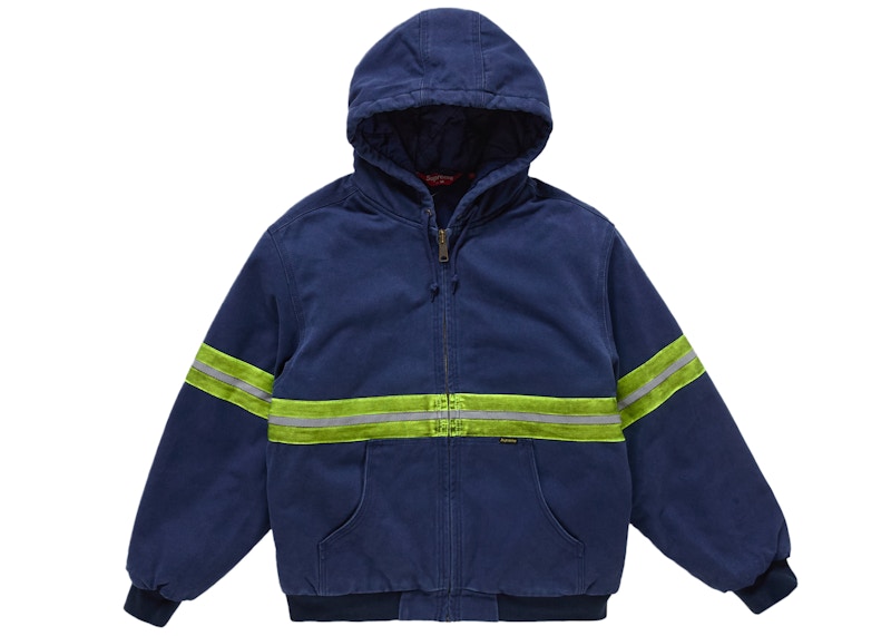 Supreme Reflective Stripe Hooded Work Jacket Navy