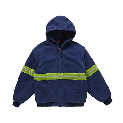Supreme Reflective Stripe Hooded Work Jacket Navy