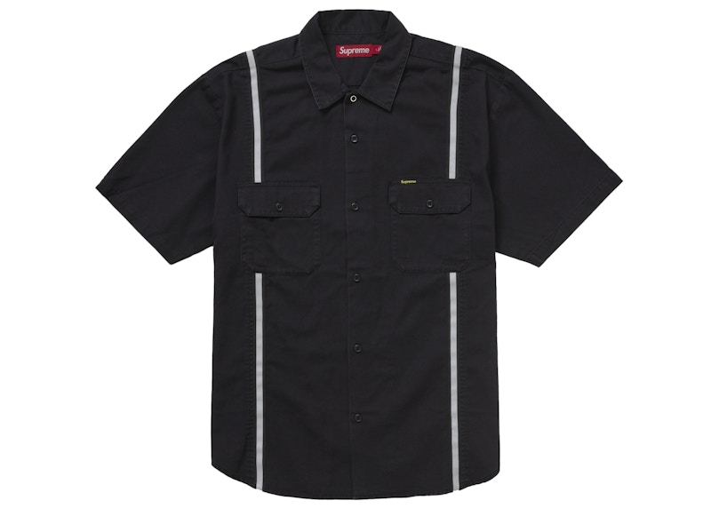 Supreme Reflective Stripe S/S Work Shirt Black