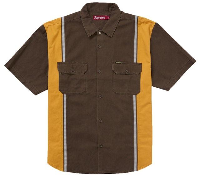 supreme-reflective-stripe-s-s-work-shirt-brown