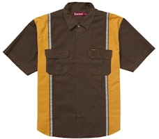 Supreme Reflective Stripe S/S Work Shirt Brown Supreme Reflective Stripe S/S Work Shirt Brown