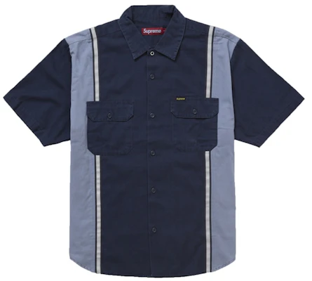 Supreme 反光条纹短袖工装衬衫 海军蓝 Buy Supreme 反光条纹短袖工装衬衫 海军蓝
