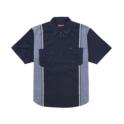 Supreme Reflective Stripe S/S Work Shirt Navy